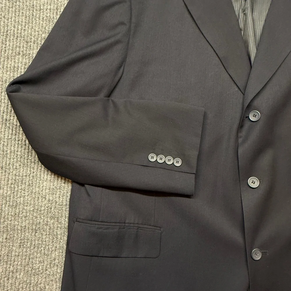 Vinci Blazer Sport Coat Mens 52L Navy Blue 3 Button Designed in Italy Jacket